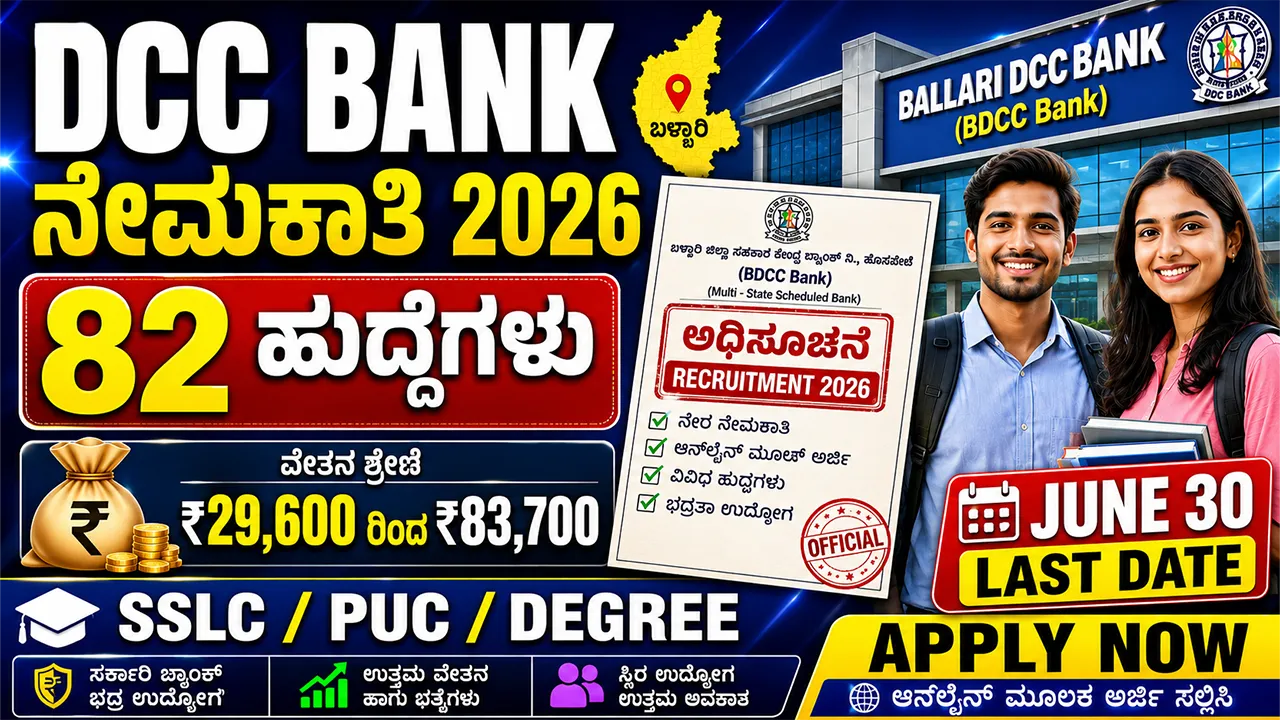 Ballari DCC Bank Recruitment 2026 Apply Online @bellarydcc.bank.in