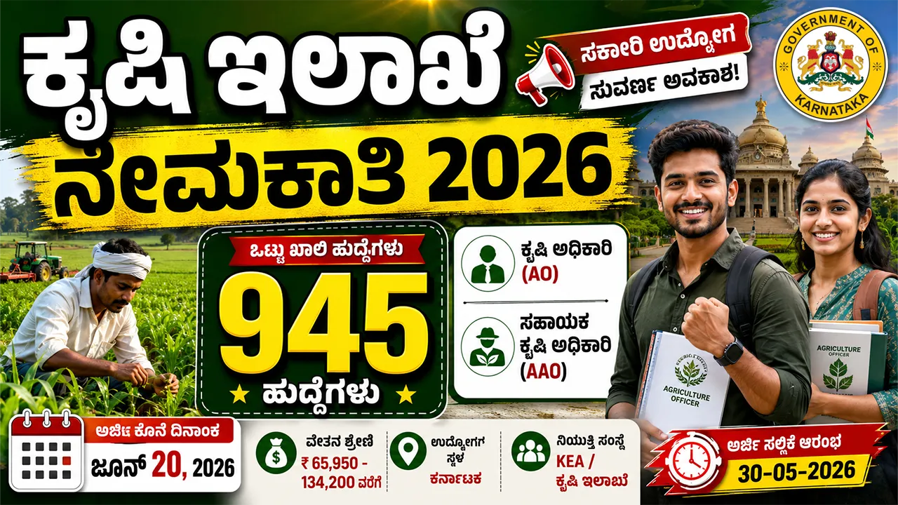 Karnataka Agriculture Department Recruitment 2026 Apply Online For AO & AAO Posts